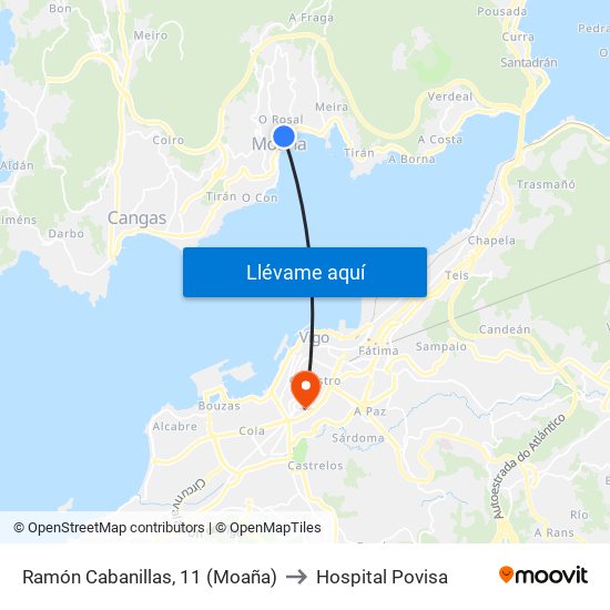 Ramón Cabanillas, 11 (Moaña) to Hospital Povisa map