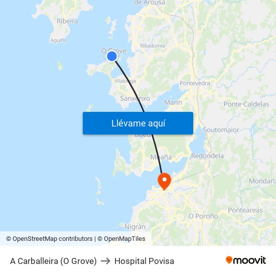 A Carballeira (O Grove) to Hospital Povisa map