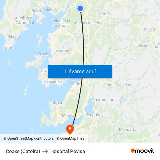 Coaxe (Catoira) to Hospital Povisa map