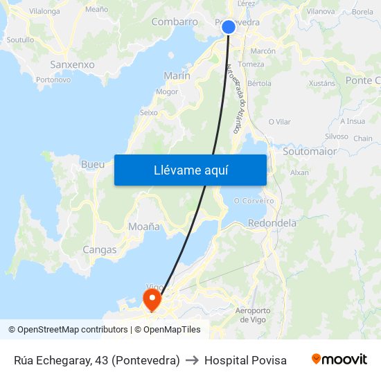 Rúa Echegaray, 43 (Pontevedra) to Hospital Povisa map