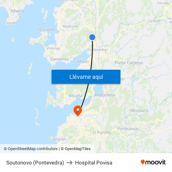 Soutonovo (Pontevedra) to Hospital Povisa map