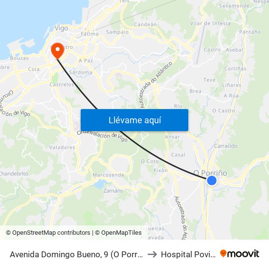 Avenida Domingo Bueno, 9 (O Porriño) to Hospital Povisa map