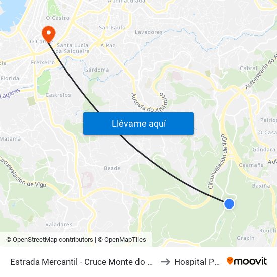 Estrada Mercantil - Cruce Monte do Coto (Mos) to Hospital Povisa map
