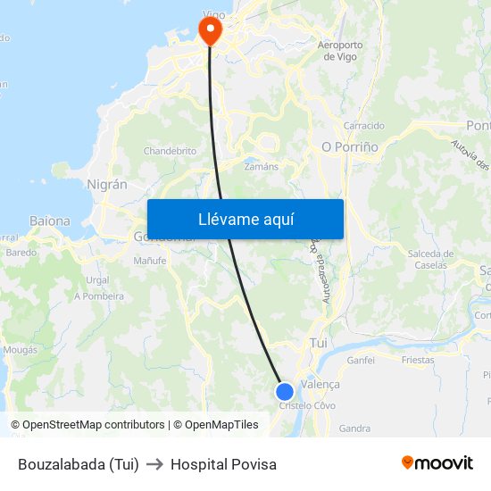 Bouzalabada (Tui) to Hospital Povisa map