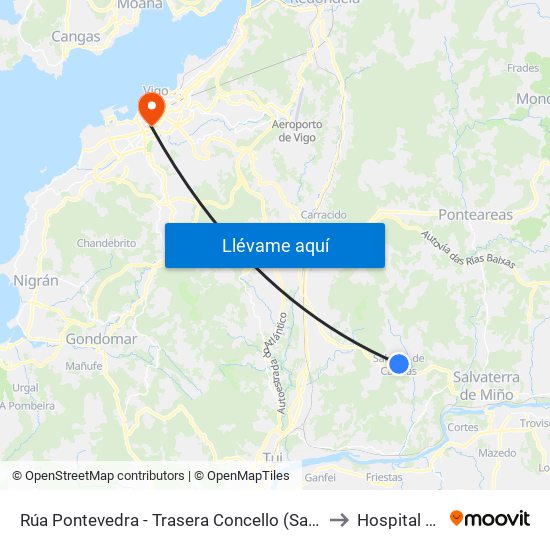 Rúa Pontevedra - Trasera Concello (Salceda de Caselas) to Hospital Povisa map