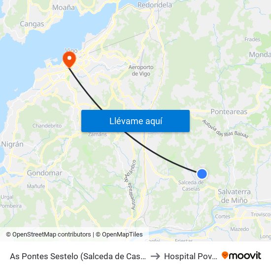 As Pontes Sestelo (Salceda de Caselas) to Hospital Povisa map