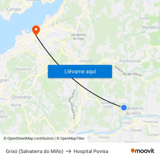 Grixó (Salvaterra do Miño) to Hospital Povisa map