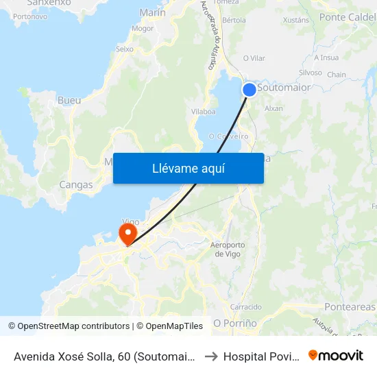 Avenida Xosé Solla, 60 (Soutomaior) to Hospital Povisa map