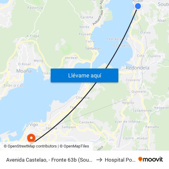 Avenida Castelao, - Fronte 63b (Soutomaior) to Hospital Povisa map