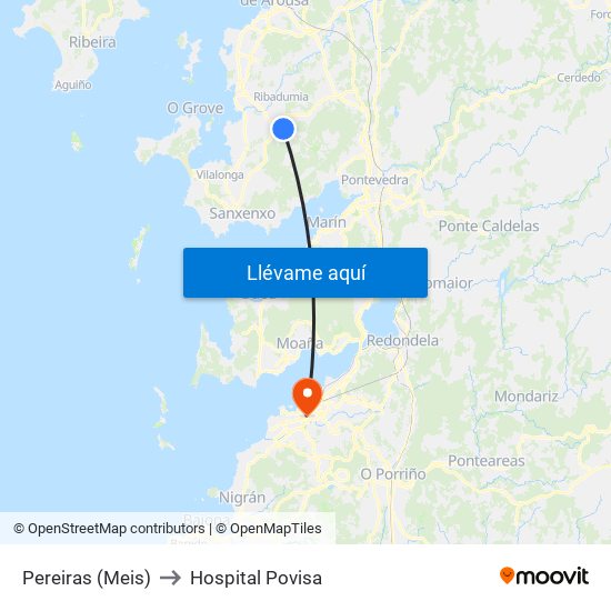 Pereiras (Meis) to Hospital Povisa map