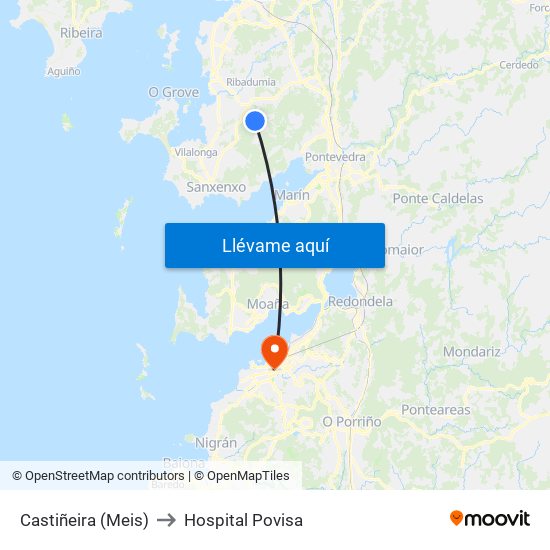 Castiñeira (Meis) to Hospital Povisa map
