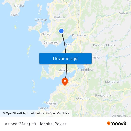 Valboa (Meis) to Hospital Povisa map
