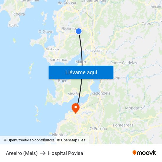Areeiro (Meis) to Hospital Povisa map