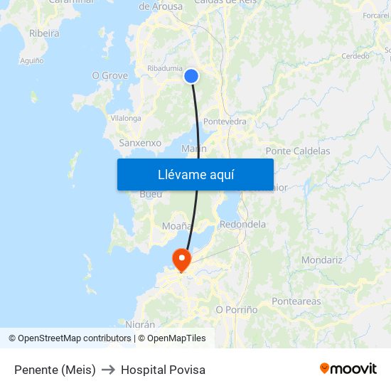 Penente (Meis) to Hospital Povisa map