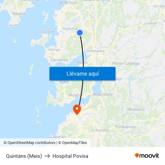 Quintáns (Meis) to Hospital Povisa map