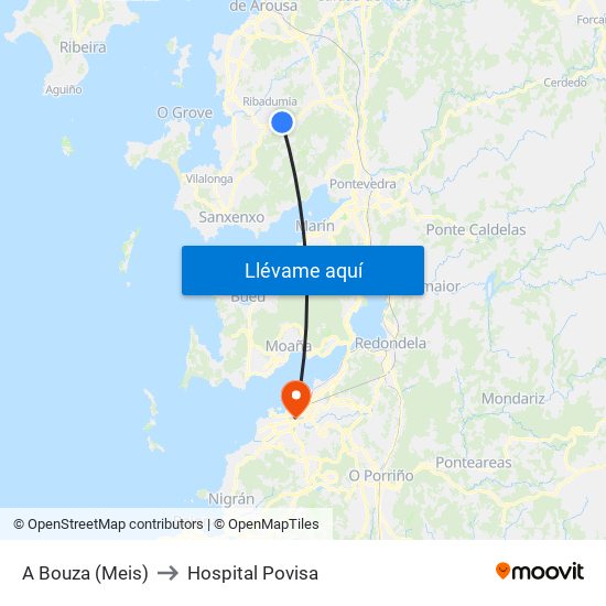 A Bouza (Meis) to Hospital Povisa map