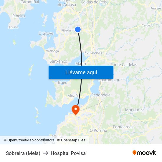 Sobreira (Meis) to Hospital Povisa map