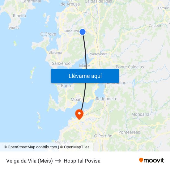 Veiga da Vila (Meis) to Hospital Povisa map