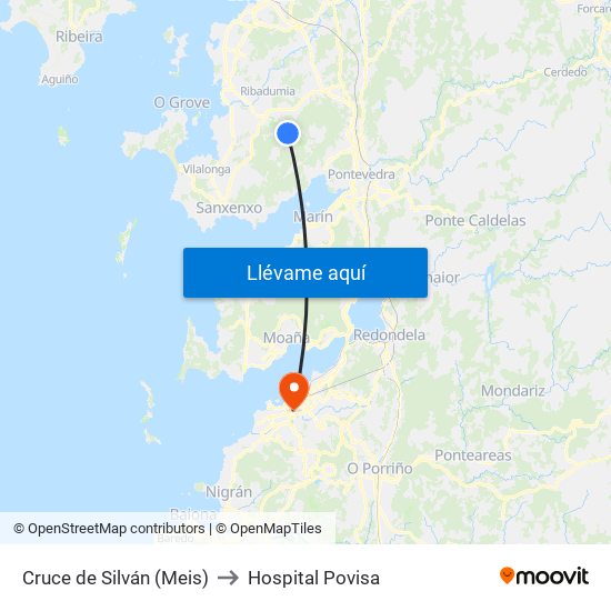Cruce de Silván (Meis) to Hospital Povisa map