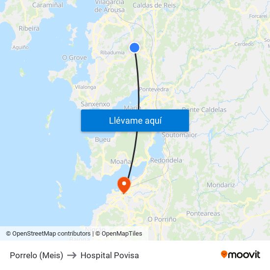 Porrelo (Meis) to Hospital Povisa map