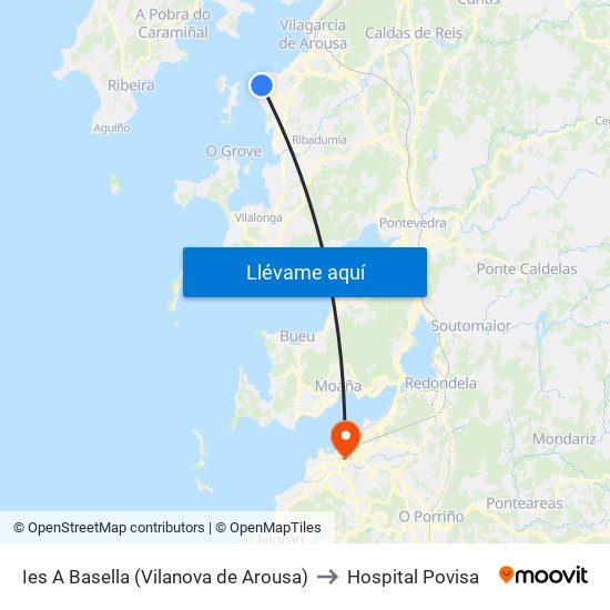 Ies A Basella (Vilanova de Arousa) to Hospital Povisa map