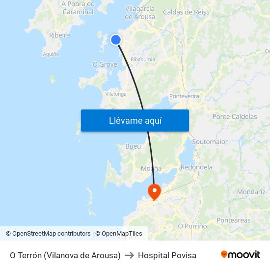 O Terrón (Vilanova de Arousa) to Hospital Povisa map