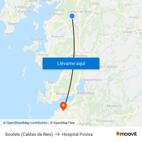 Soutelo (Caldas de Reis) to Hospital Povisa map