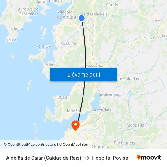 Aldeíña de Saiar (Caldas de Reis) to Hospital Povisa map