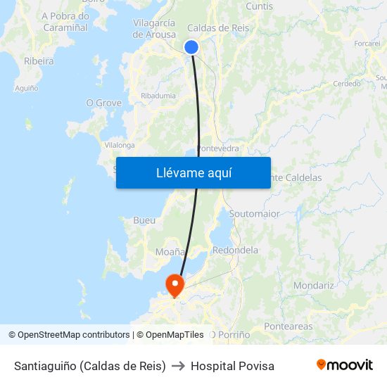 Santiaguiño (Caldas de Reis) to Hospital Povisa map