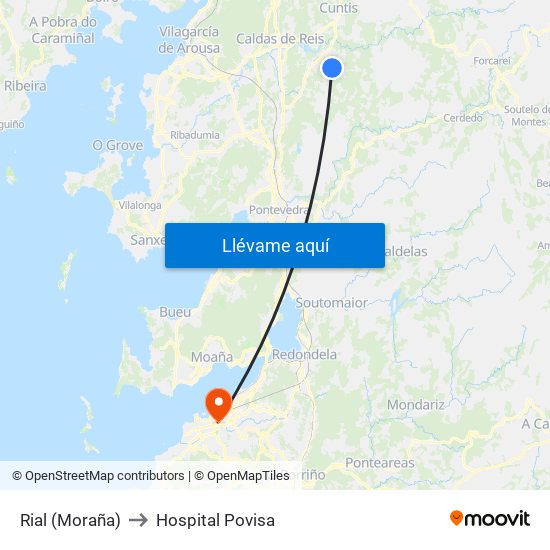 Rial (Moraña) to Hospital Povisa map
