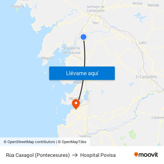 Rúa Caxagol (Pontecesures) to Hospital Povisa map