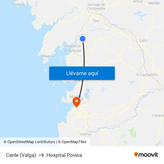 Canle (Valga) to Hospital Povisa map