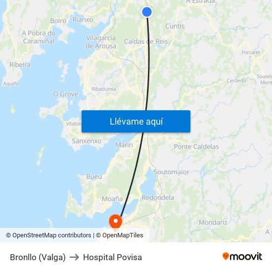 Bronllo (Valga) to Hospital Povisa map
