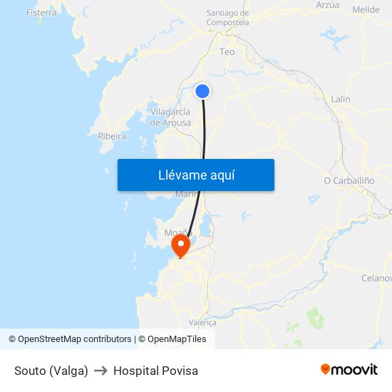 Souto (Valga) to Hospital Povisa map