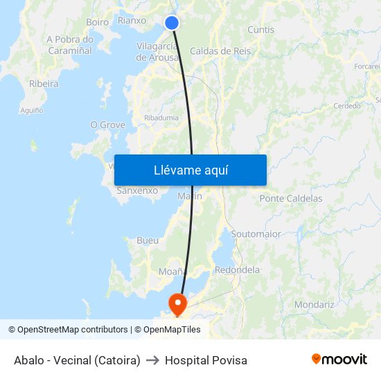 Abalo - Vecinal (Catoira) to Hospital Povisa map
