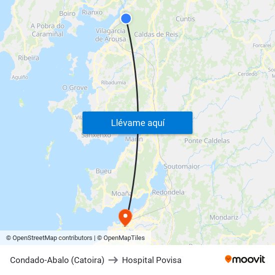 Condado-Abalo (Catoira) to Hospital Povisa map