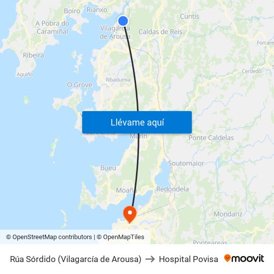 Rúa Sórdido (Vilagarcía de Arousa) to Hospital Povisa map