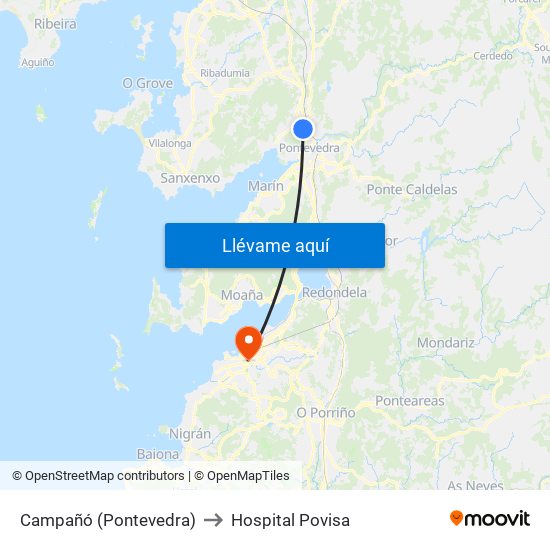 Campañó (Pontevedra) to Hospital Povisa map