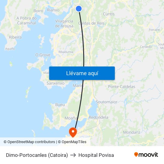 Dimo-Portocanles (Catoira) to Hospital Povisa map