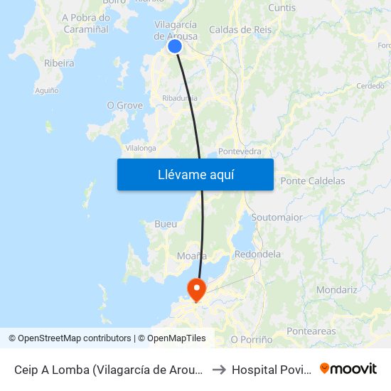 Ceip A Lomba (Vilagarcía de Arousa) to Hospital Povisa map