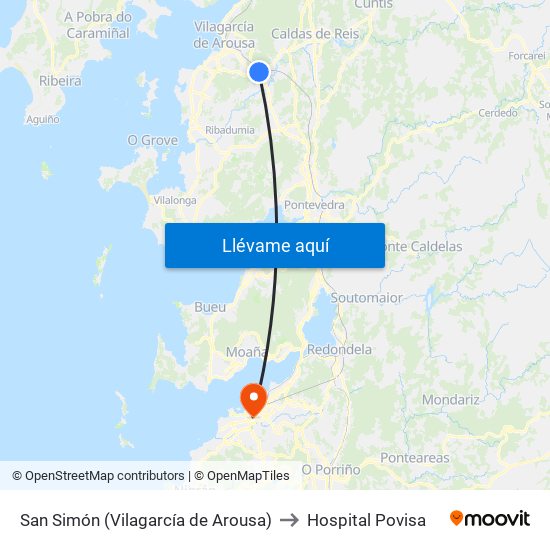 San Simón (Vilagarcía de Arousa) to Hospital Povisa map