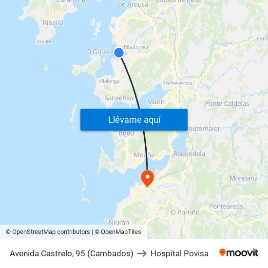 Avenida Castrelo, 95 (Cambados) to Hospital Povisa map