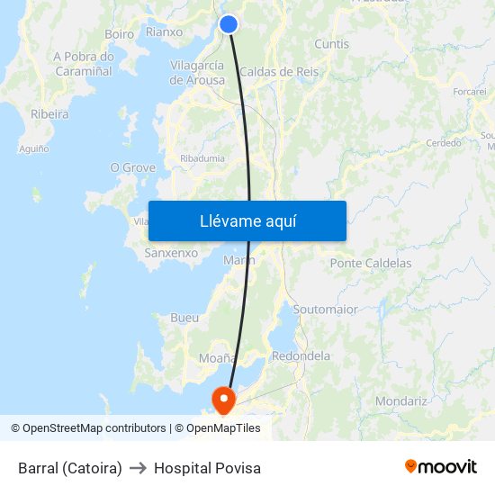 Barral (Catoira) to Hospital Povisa map