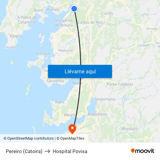 Pereiro (Catoira) to Hospital Povisa map