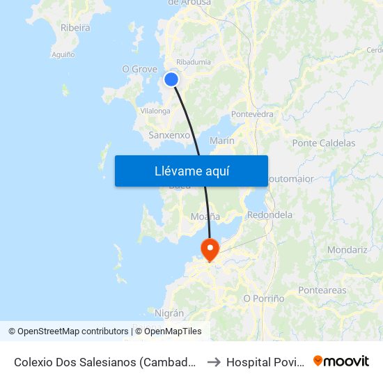 Colexio Dos Salesianos (Cambados) to Hospital Povisa map