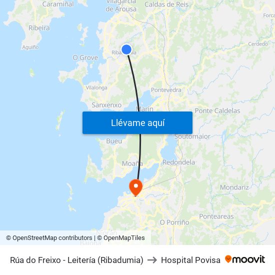 Rúa do Freixo - Leitería (Ribadumia) to Hospital Povisa map