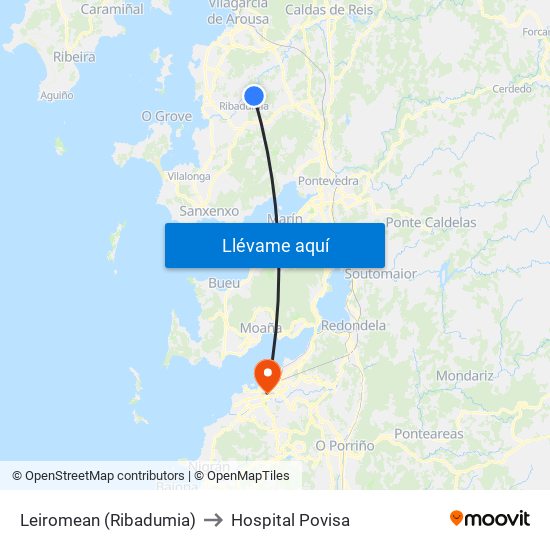 Leiromean (Ribadumia) to Hospital Povisa map