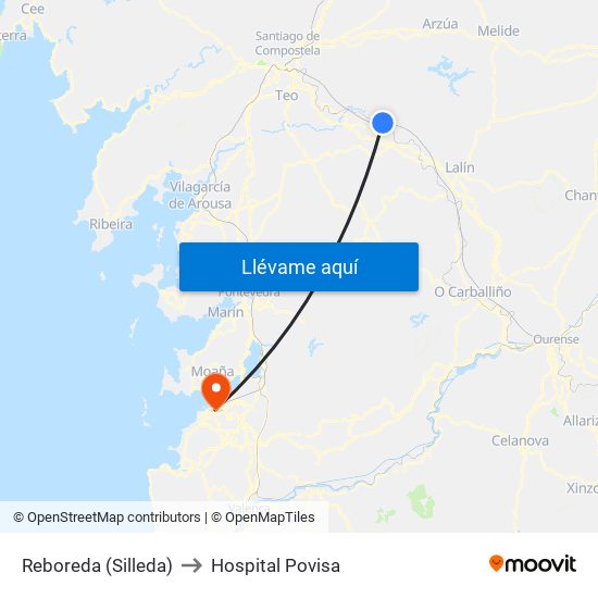 Reboreda (Silleda) to Hospital Povisa map
