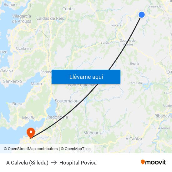 A Calvela (Silleda) to Hospital Povisa map
