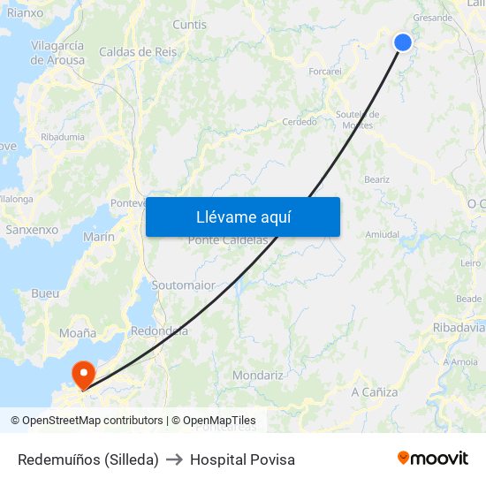 Redemuíños (Silleda) to Hospital Povisa map
